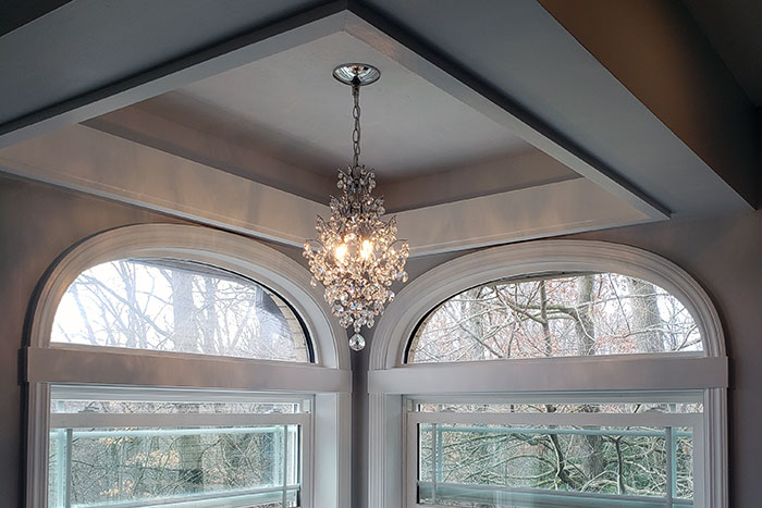 new windows and chandelier